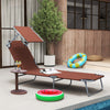 Outdoor Lounge Chair, Adjustable Folding Chaise Lounge,  Tanning Chair with Sun Shade for Beach, Camping, Hiking, Backyard, Brown