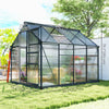 6' x 10' x 6.6' Polycarbonate Greenhouse, Walk-In Green House Kit Garden, Plants Grow, Galvanized Sheet Aluminum Frame with Rain Gutter, Vents and Sliding Door