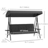 3-Seat Outdoor Porch Swing Patio Swing with Adjustable Canopy, Side Tray, Removable Cushion for Garden, Poolside