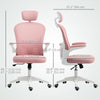 Office Chair, Mesh Computer Desk Chair with Adjustable Headrest, 4D Lumbar Support, Flip-up Arm, Pink