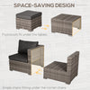 8 Pieces Patio Furniture Set, Outdoor Wicker Rattan Sofa Set Yard Conversation Seat Tea Table and Footstool Garden Patio Furniture w/ 2 Set Cushion Cover Grey & Orange