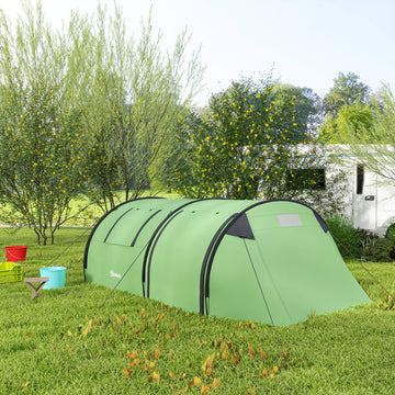 3-4 Person Camping Tent with 2 Rooms, 3000mm Waterproof Portable Family Tent with Carry Bag, Dark Green