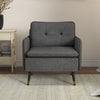 Accent Chair, Upholstered Armchair with Tufted Back Cushion and Steel Legs for Living Room, Bedroom, Dark Grey