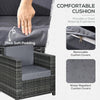 Outdoor Rattan Sofa, Patio Wicker Armchair with Cushions for Garden, Balcony, Porch, Grey