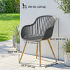 Outdoor Dining Chairs Set of 4, Patio Chairs with Slotted Backrest, Grey