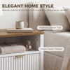 Modern Nightstand with 2 Fluted Drawers, Bedside Table with Open Storage Shelf, Anti-tipping Design, White and Walnut