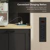 Kitchen Pantry Cabinet with Charging Station, 7 Gallon Trash Can Cabinet, Adjustable Shelves and Acrylic Doors, Black