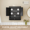 Medicine Cabinet with Adjustable Shelf, Bathroom Wall Cabinet Bathroom Cabinet with Recessed Panels, Black