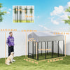 8' x 4' x 6' Outdoor Dog Kennel, Dog Kennel Outside Run with 360° Rotating Bowls, Waterproof & UV Resistant Cover, Silver