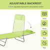 Outdoor Lounge Chair, Portable Adjustable Reclining Seat Folding Chaise Lounge Patio Camping Beach Tanning Chair Bed with Pillow, Light Green