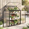 Polycarbonate Greenhouse with 2-Tier Shelves Gardening Green House for Patio Garden, Black