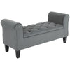 Button Tufted Storage Ottoman Bench, End of Bed Bench with Rolled Arms, Storage Chest for Living Room, Entryway, Grey