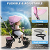 6-in-1 Toddler Tricycle for 12-50 Months, Foldable Kids Trike with Adjustable Seat and Push Handle, Safety Harness, Removable Canopy, Footrest, Pink