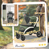 Foldable Pet Stroller for Medium Dogs with Four Big Wheels, Shock-Absorbing Frame, Safety Leashes, Brakes
