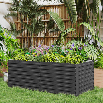 5' x 3' x 2' Raised Garden Bed, Galvanized Planter Box for Growing Flowers, Herbs and Vegetables, Dark Grey