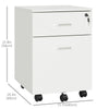 2 Drawer File Cabinet with Lock and Keys, Mobile Vertical Filing Cabinet with Wheels and Drawers, Home Office Cabinet, White