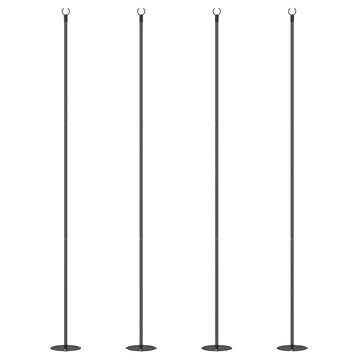 4 Pack of 8' String Light Poles, Steel Hanging Lighting Stand for Patio, Backyard, Deck, Wedding, Party, Black
