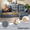 Convertible Sectional Sofa Bed, Pull Out Sleeper Sofa Couch with USB‑A+C, Chaise Storage, L-Shaped Futon Couch, Dark Grey