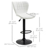 Bar Stools Set of 2 Adjustable Height Swivel Bar Chairs in PU Leather with Backrest & Footrest, White
