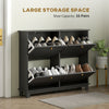 Modern Shoe Storage Cabinet, Narrow Shoe Cabinet with 4 Flip Drawers, Adjustable Shelves, 5 Legs for Entryway, Black