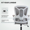 Ergonomic Office Chair, Swivel Desk Chair with Lumbar Support and Adjustable Height, Flip-up Armrests, Wheels, Black