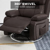 Leather Reclining Chair with Vibration Massage, Swivel Base, Rocking Function, Remote Control, Brown