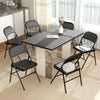 Set of 6 Metal Foldable Chairs, PU Leather Padded Folding Chairs with Cushion Seat and Open Back for Indoor, Black
