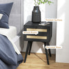 Boho Night Stands Set of 2, Bedside Tables with 2 Rattan Drawers, Square End Tables for Bedroom, Living Room