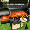 Portable Outdoor Charcoal BBQ Grill with Offset Smoker, Barbecue Grill with Spacious Cooking Area, 2 Shelves, Thermometer, Wheels for Patio Backyard Party, Black