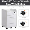 3 Drawer File Cabinet with Lock and Edged Top, Lockable Filing Cabinet on Wheels for Letter and A4 Size, White