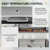 4+1 Burner Liquid Propane Gas Grill Outdoor Portable BBQ with Side Burner, Warming Rack, Side Shelf, Storage Cabinet, Thermometer, 4 Wheels, Tank Holder, Silver