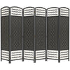 4 Panel Folding Room Divider, Portable Privacy Screen, Wave Fiber Room Partition for Home Office, White, Black