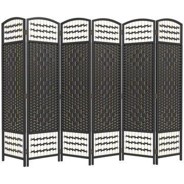 4 Panel Folding Room Divider, Portable Privacy Screen, Wave Fiber Room Partition for Home Office, White, Black