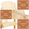 2 Piece Pair Wood Adirondack Chair Porch Tete-A-Tete Bench Two Seater w/ Middle Table Reclined Wooden Umbrella Hole, Natural