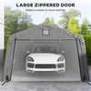 12' x 20' Portable Garage, Heavy Duty Carport Canopy with Ventilation Windows and Large Roll-up Door, Light Grey