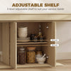 Folding Dining Table Extendable Kitchen Table Storage Cabinet Adjustable Shelf 6-8 People Natural