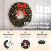 Artificial Xmas Wreath, 48 Inch Pre-Lit Christmas Wreath with 200 LED Lights, Lighted Bow and 31 Ornament Set, Green