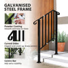 2-3 Step Handrails for Outdoor Steps, Metal Outdoor Stair Railing, Porch Deck Railing with Installation Kit, Black