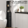 Tall Bathroom Storage Cabinet, Narrow Bathroom Cabinet with Drawers and Open Shelves for Small Spaces, Black