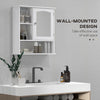 Wall-Mounted Medicine Cabinet, Bathroom Mirror Cabinet with Doors and Storage Shelves, White
