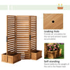 Outdoor Privacy Screen Wood Privacy Panel with 4 Planter Boxes, Raised Bed with 3 Panels, Drainage Holes, Natural