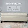Rectangular Entry Bench, Tufted Upholstered Linen Fabric Wood Feet Storage Ottoman Bench