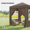 6.6'x6.6' Pop Up Canopy Tent with Sidewalls, Instant Sun Shelter Camping Gazebo with Carry Bag, Coffee