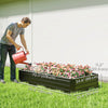 6' x 3' x 1' Raised Garden Bed with 2 Trellis Tomato Cages, Steel Frame Elevated Planter Box, Black