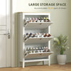 Narrow Shoe Cabinet with 3 Flip Drawers, Adjustable Shelves for Entryway, Holds 15-21 Pairs, White
