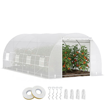 20x10x7ft Heavy Duty Tunnel Walk-in Greenhouse Outdoor Backyard Seed Plant Vegetables Grow Warm House, White