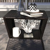 Outdoor Patio Rattan Wicker Coffee Table Garden End Tea Table Bistro Side Table w/ Umbrella Hole, Dark Coffee