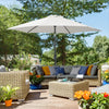 8.5' Round Aluminum Patio Umbrella 6 Ribs Market Sunshade Tilt Canopy w/ Crank Handle Garden Parasol Cream White