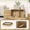 Cat Litter Box Enclosure, Cat Washroom End Side Table with Rattan Door, Scratching Pad, Non-slip Foot Pads, White