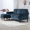 L Shape Sofa, Modern Sectional Couch with Changeable Chaise Lounge, Wooden Legs, Corner Sofa for Living Room, Dark Blue